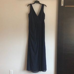 Faux-wrap pleated chiffon bridesmaids dress